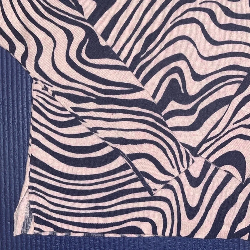 J.Crew Everyday Long Sleeve Cashmere Zebra Print Pink/Blue Sweater Sz. S